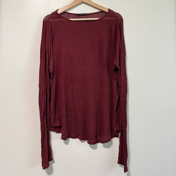 Brandy Melville Burgundy Knit Long Sleeve Top - Small - Picture 2 of 6